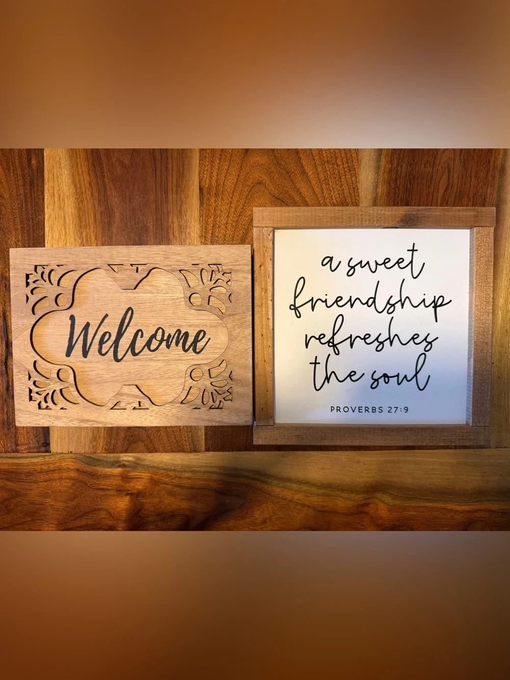 Wooden Welcome & Proverbs Wall Art Signs - Neutral Wood